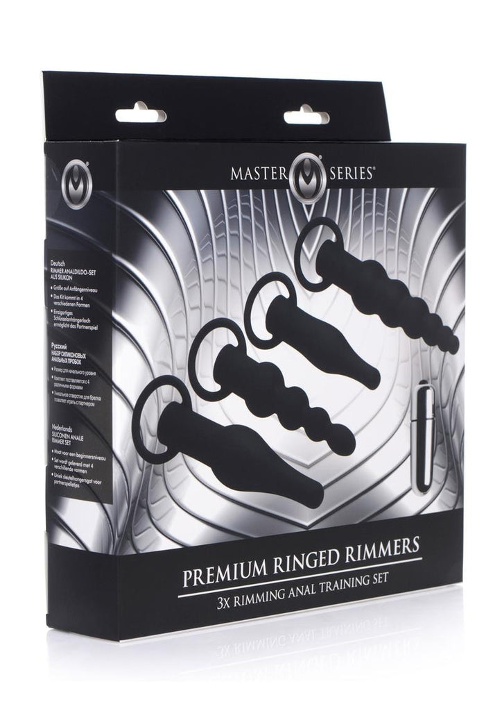 Master Series Premium Ranged Rimmers 3x Vibrating Silicone Rimming Anal Training - Black - 5 Piece/Set