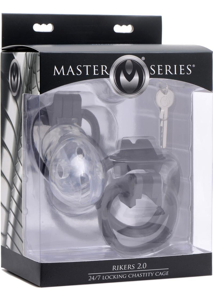 Master Series Rikers 2.0 Locking Chastity Cage - Clear