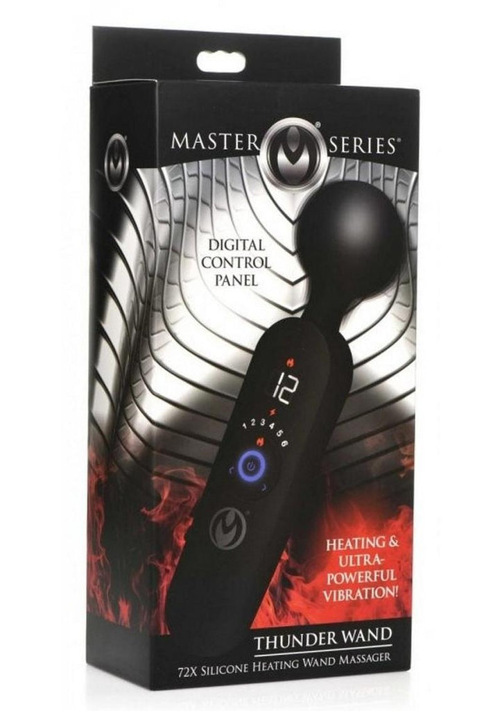 Master Series Thunder Wand 72x Rechargeable Silicone Heating Wand Massager - Black