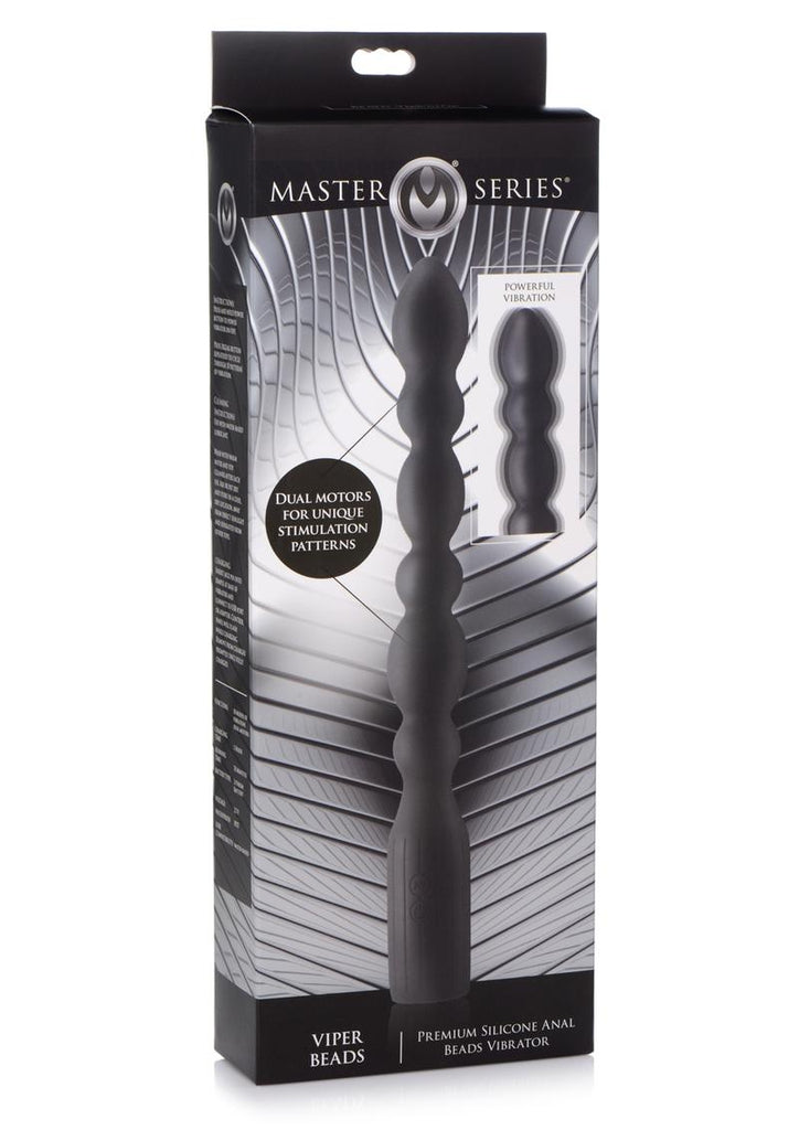 Master Series Viper Beads Silicone Rechargeable Anal Beaded Probe - Black