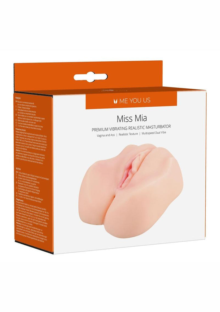 ME YOU US Miss Mia Premium Vibrating Realistic Masturbator - Pussy and Butt - Flesh/Vanilla