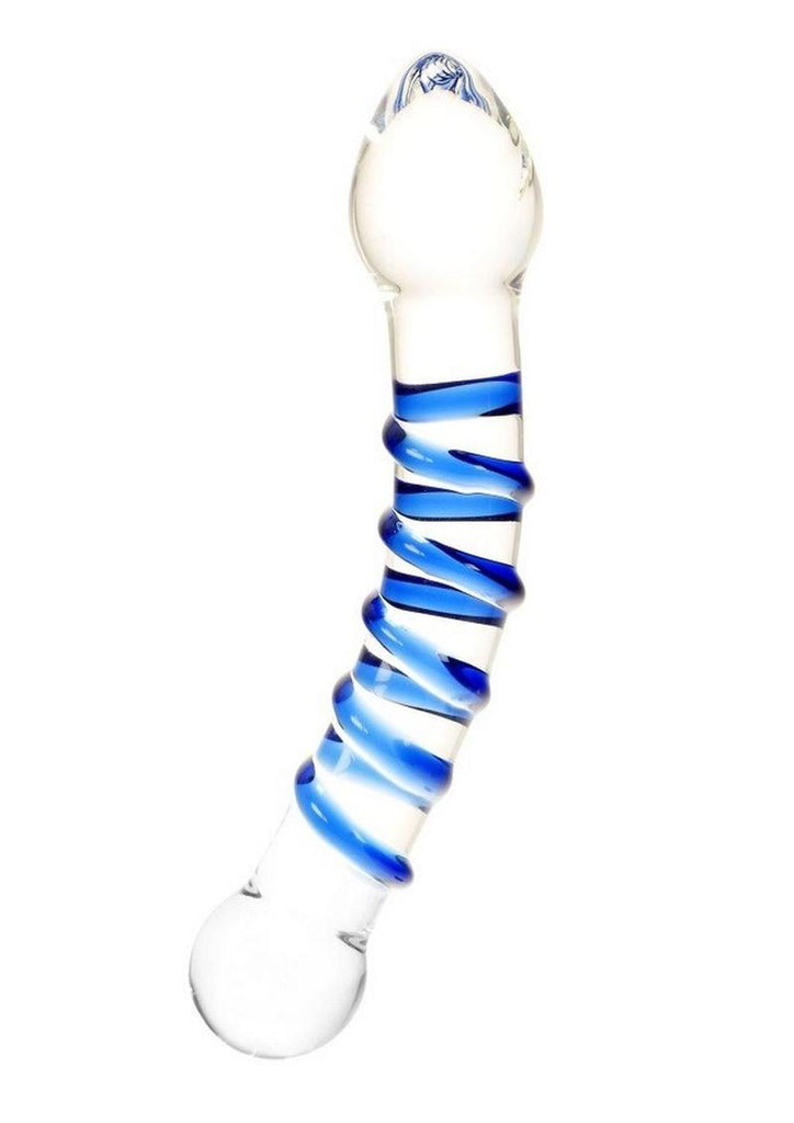 ME YOU US Textured Ice G-Spot and P-Spot Teaser Glass Dildo - Blue/Clear