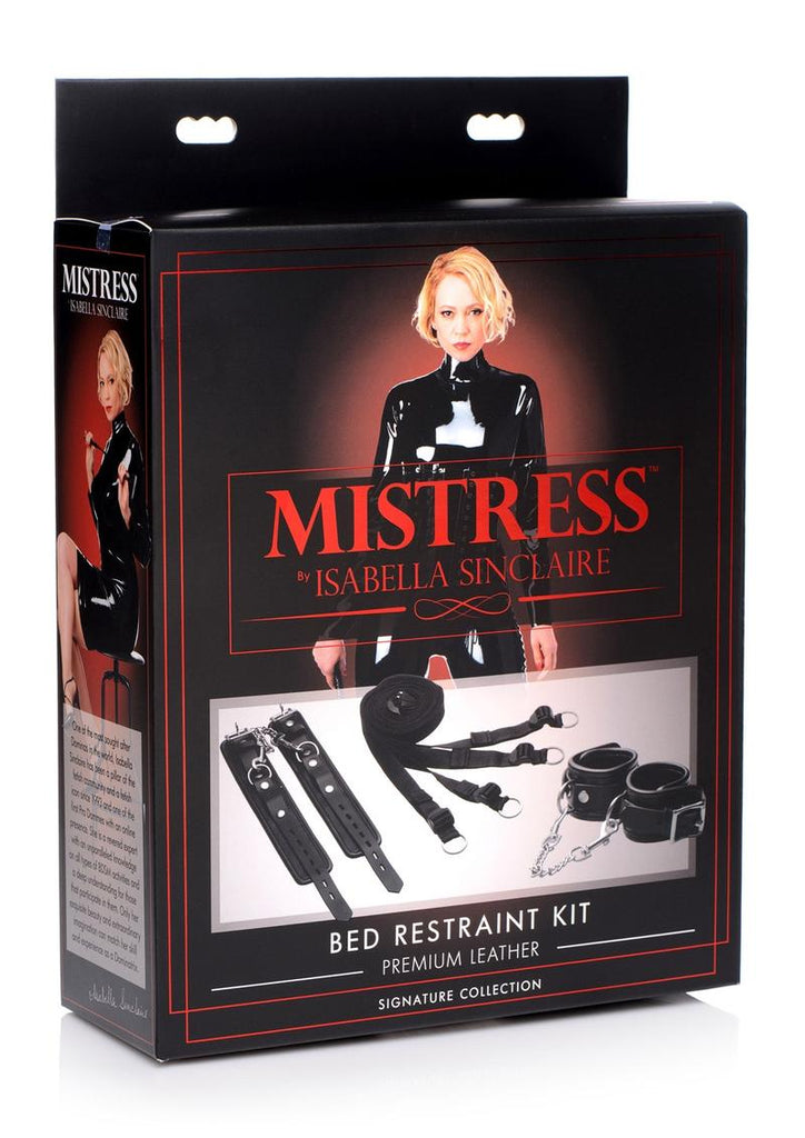 Mistress By Isabella Sinclaire Leather Bed Restraint Kit - Black
