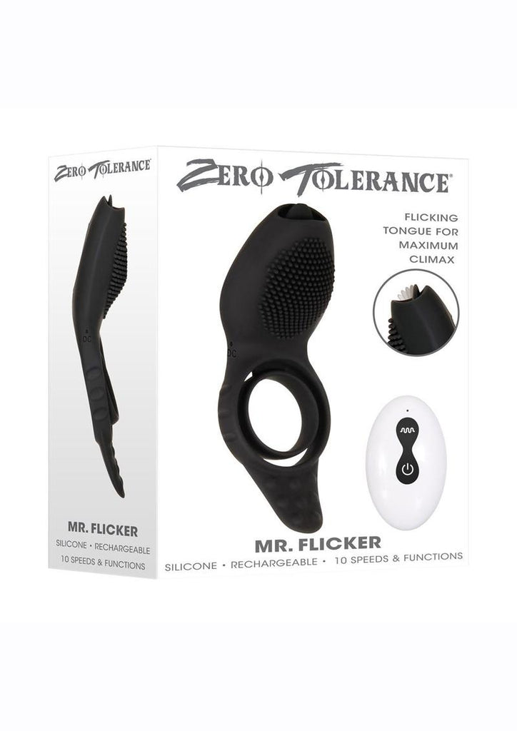 Mr. Flicker Rechargeable Silicone Cock Ring - Black