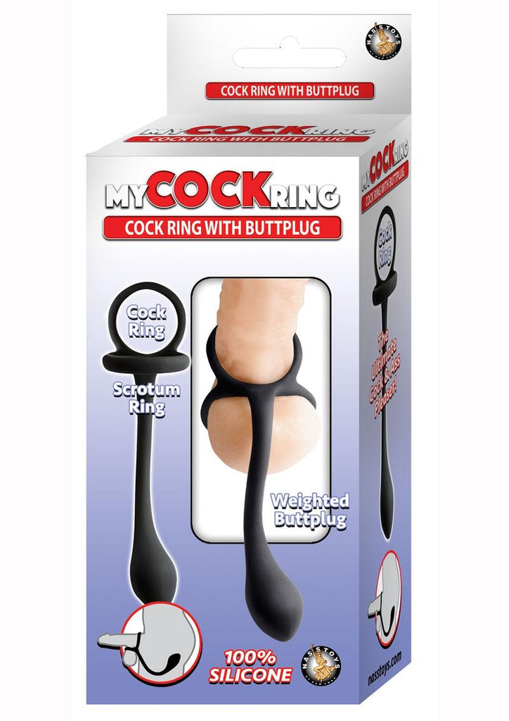My Cock Ring Silicone Cock Ring with Butt Plug - Black