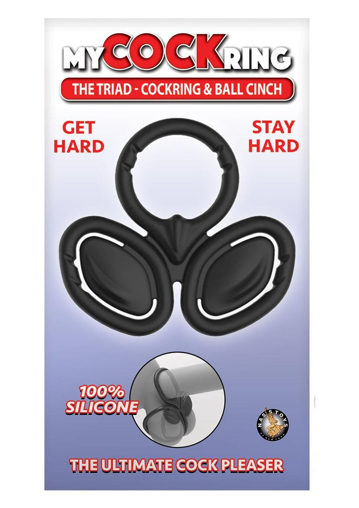 My Cockring The Triad Silicone Cock Ring and Ball Cinch - Black