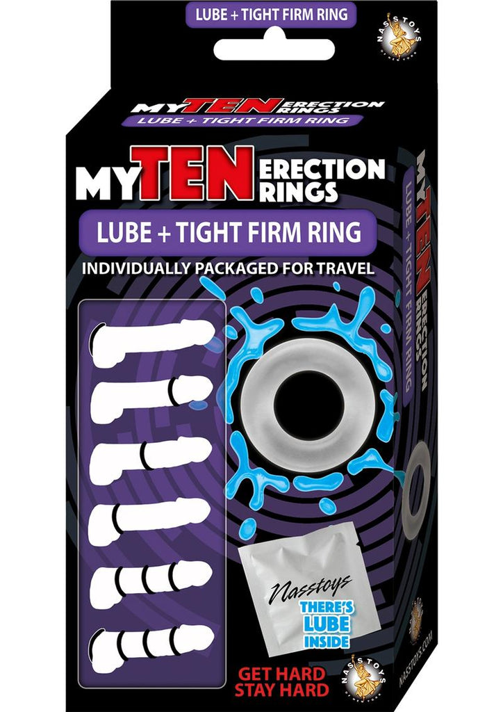 My Ten Erection Rings Lube Plus Tight Firm Cock Rings Kit - Clear
