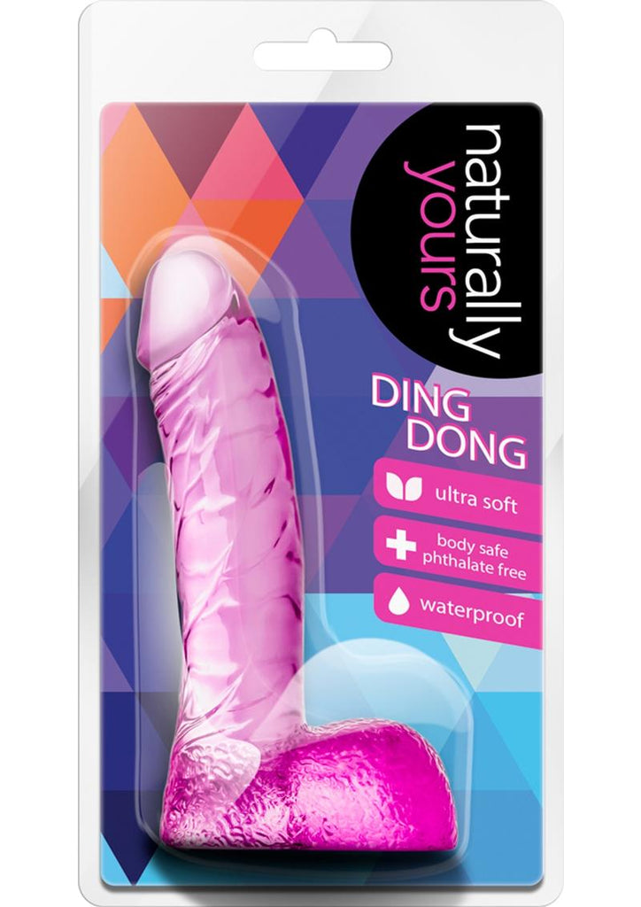 Naturally Yours Ding Dong Dildo with Balls - Pink - 5.5in