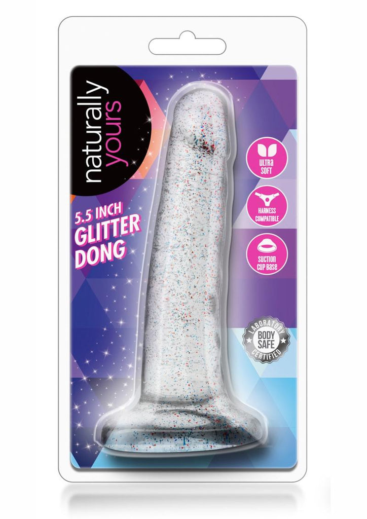 Naturally Yours Glitter Dildo - Clear - 5.5in