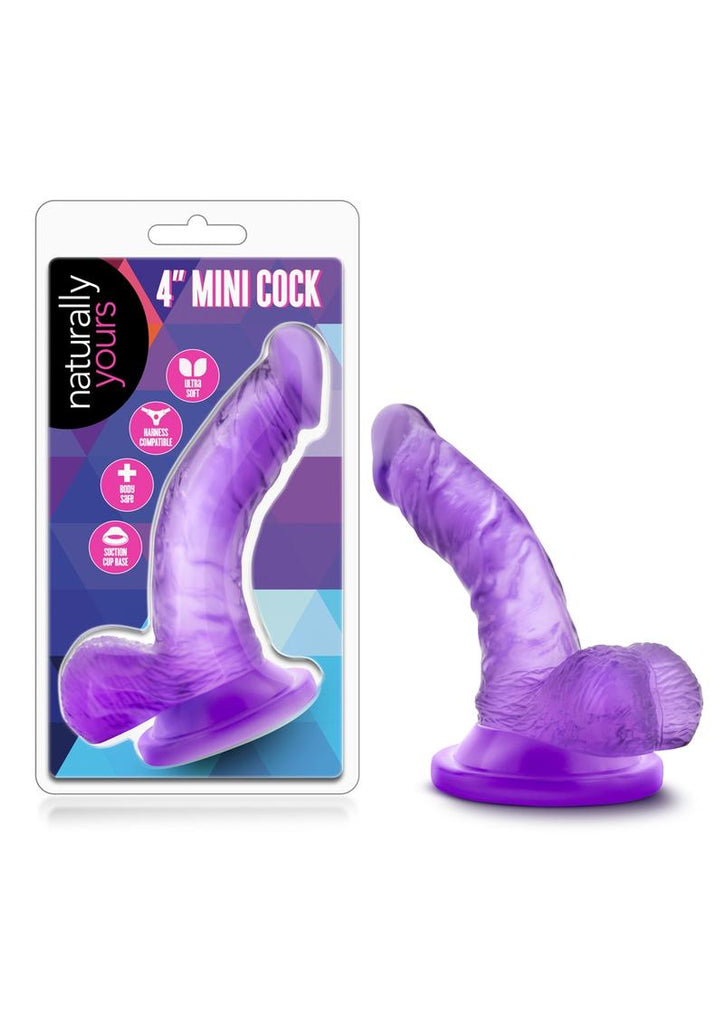 Naturally Yours Mini Dildo with Balls - Purple - 4.75in