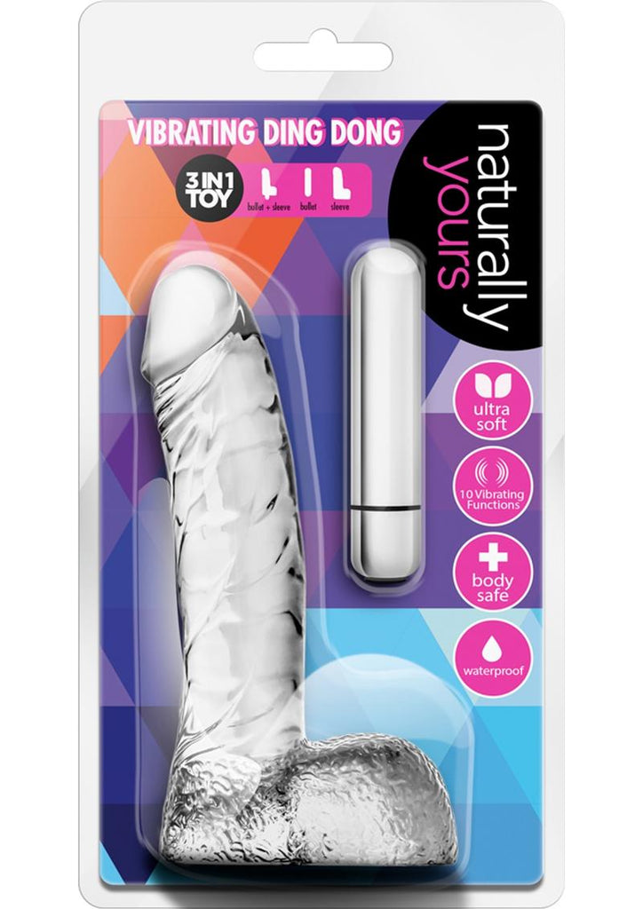 Naturally Yours Vibrating Ding Dong Dildo - Clear - 6.5in