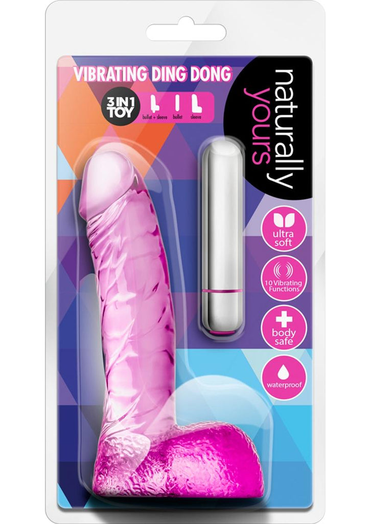 Naturally Yours Vibrating Ding Dong Dildo - Pink - 6.5in