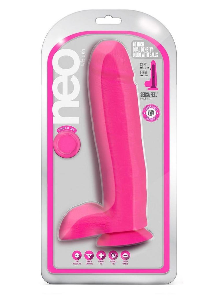 Neo Dual Density Dildo - Neon Pink/Pink - 10in
