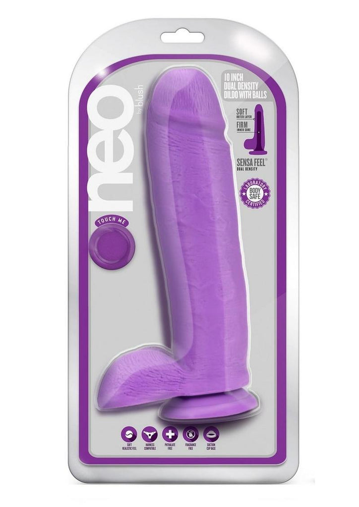 Neo Dual Density Dildo - Neon Purple/Purple - 10in