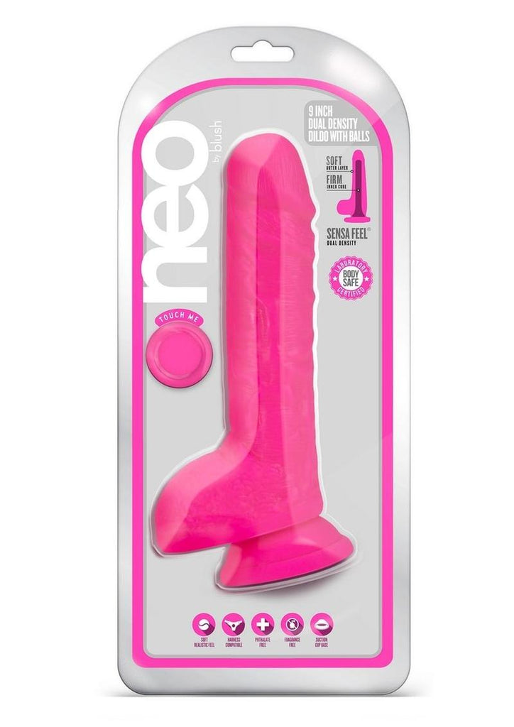 Neo Dual Density Dildo - Neon Pink/Pink - 9in