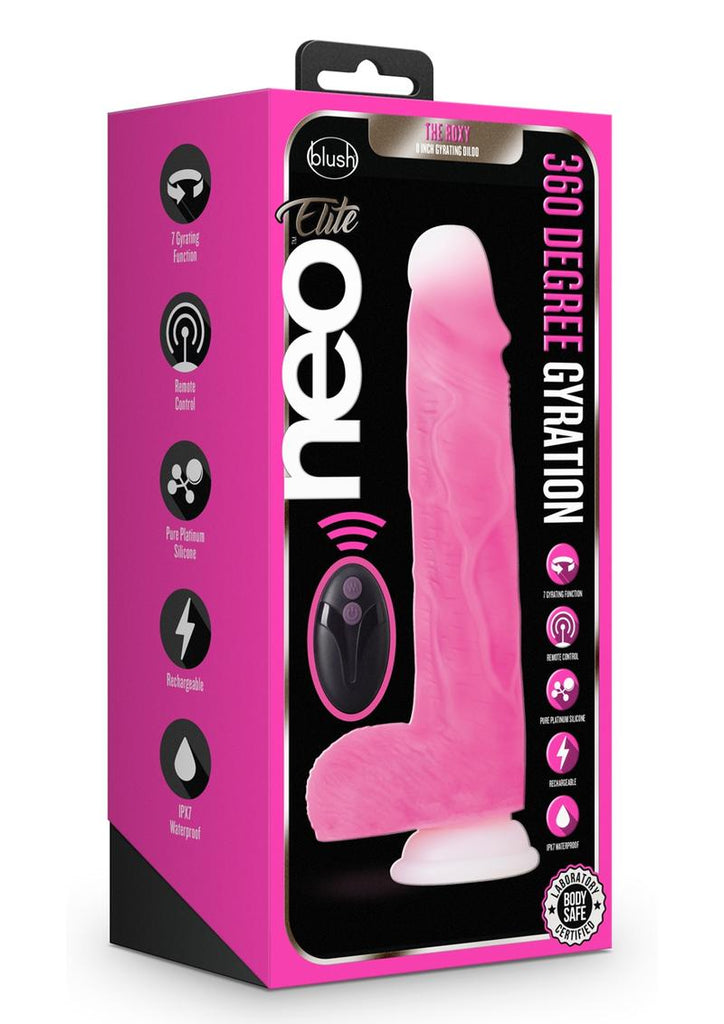 Neo Elite Roxy Silicone Gyrating Dildo with Remote Control - Pink - 8in