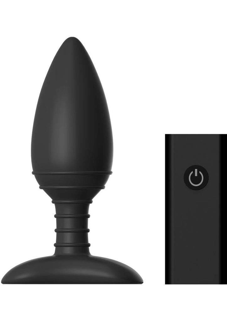Nexus Ace Rechargeable Silicone Vibrating Butt Plug with Remote Control - Black - Medium