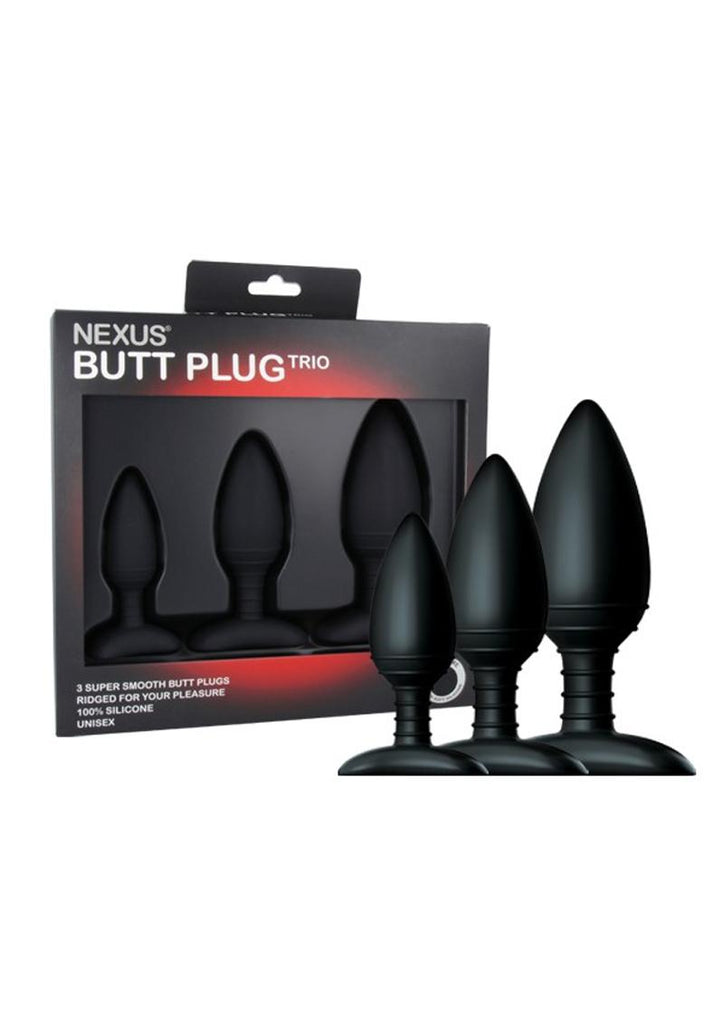 Nexus Butt Plug Trio Silicone Butt Plugs - Black - 3 Pieces