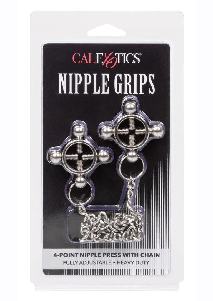Nipple Grips 4-Point Nipple Press with Chain - Silver