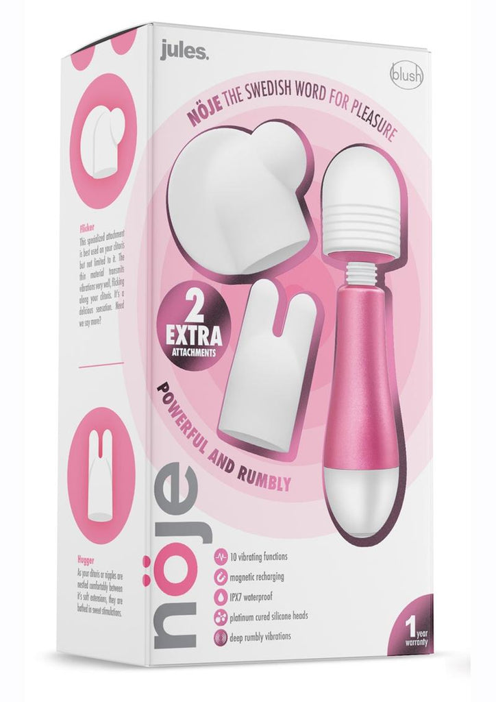 Noje Jules - Rose Rechargeable Silicone Wand Massager - Pink/White