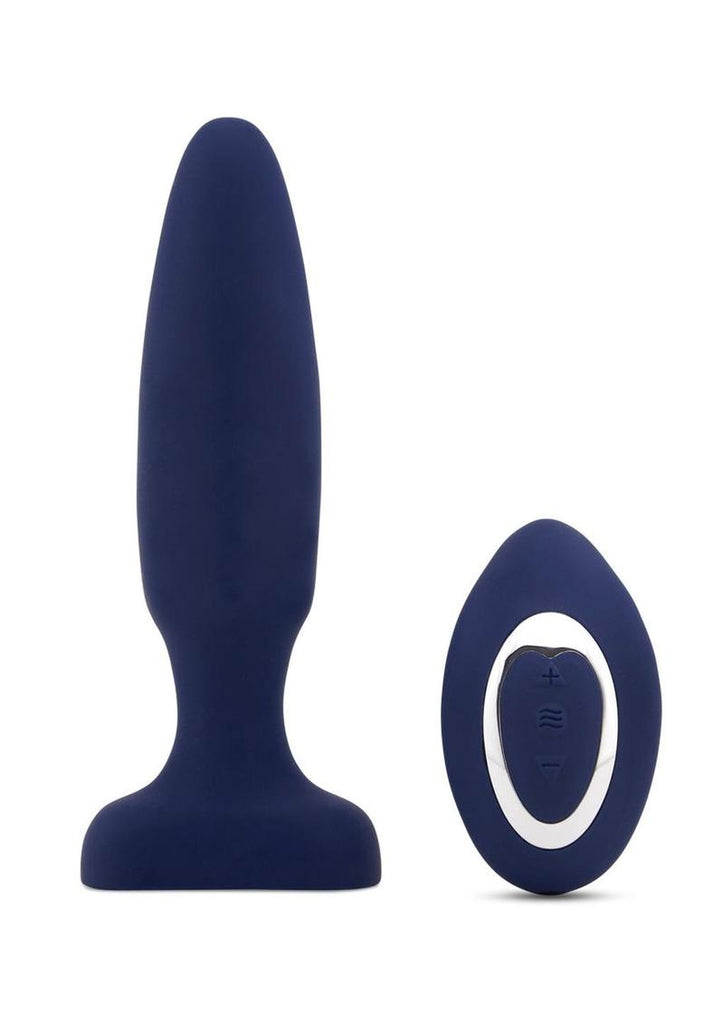 Nu Sensuelle Andii Fino Roller Motion Rechargeable Silicone Anal Plug with Remote Control - Blue/Navy Blue