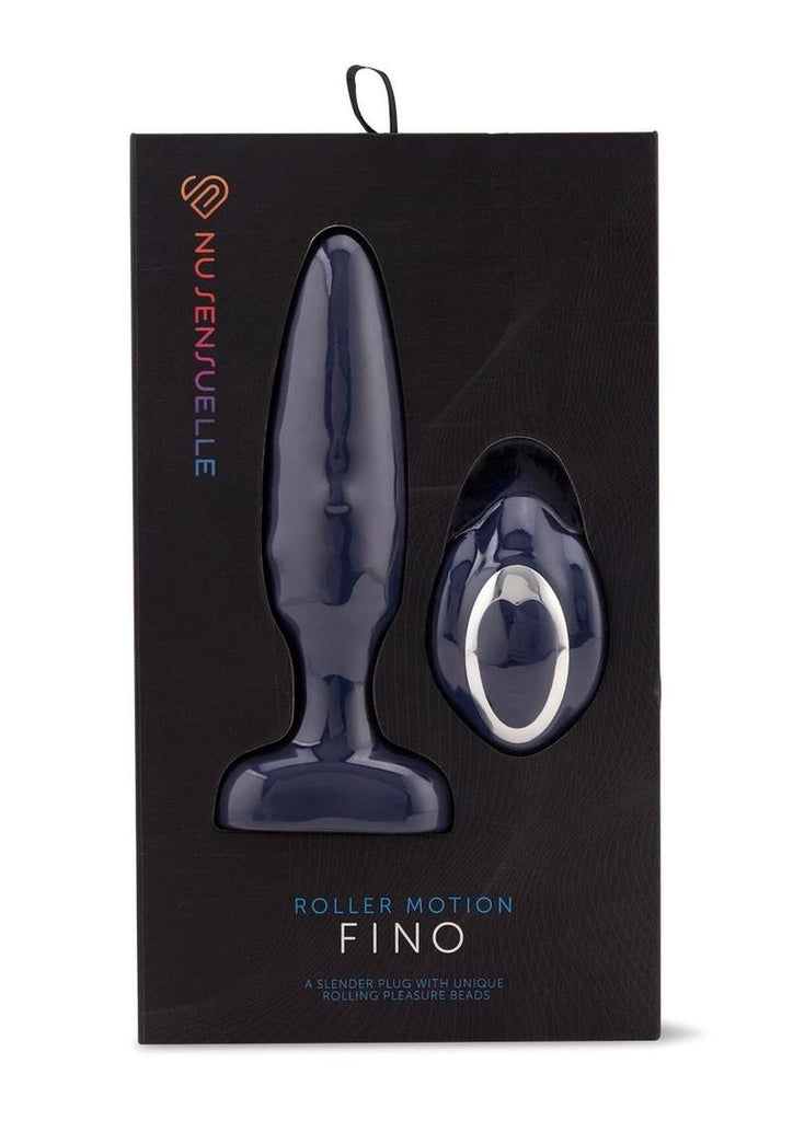 Nu Sensuelle Andii Fino Roller Motion Rechargeable Silicone Anal Plug with Remote Control - Blue/Navy Blue