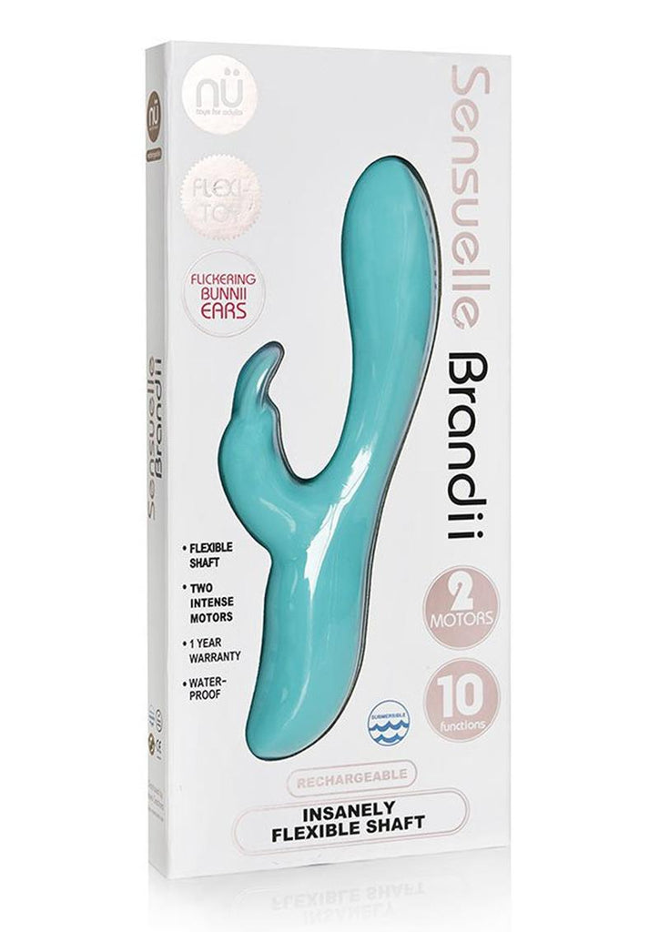 Nu Sensuelle Brandii Rechargeable Silicone G-Spot Rabbit Vibrator - Blue/Tiffany Blue