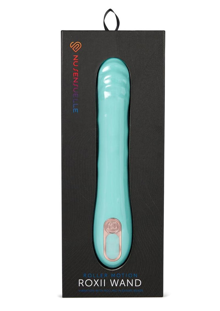 Nu Sensuelle Roxii Rechargeable Silicone Wand with Roller Motion - Blue/Electric Blue
