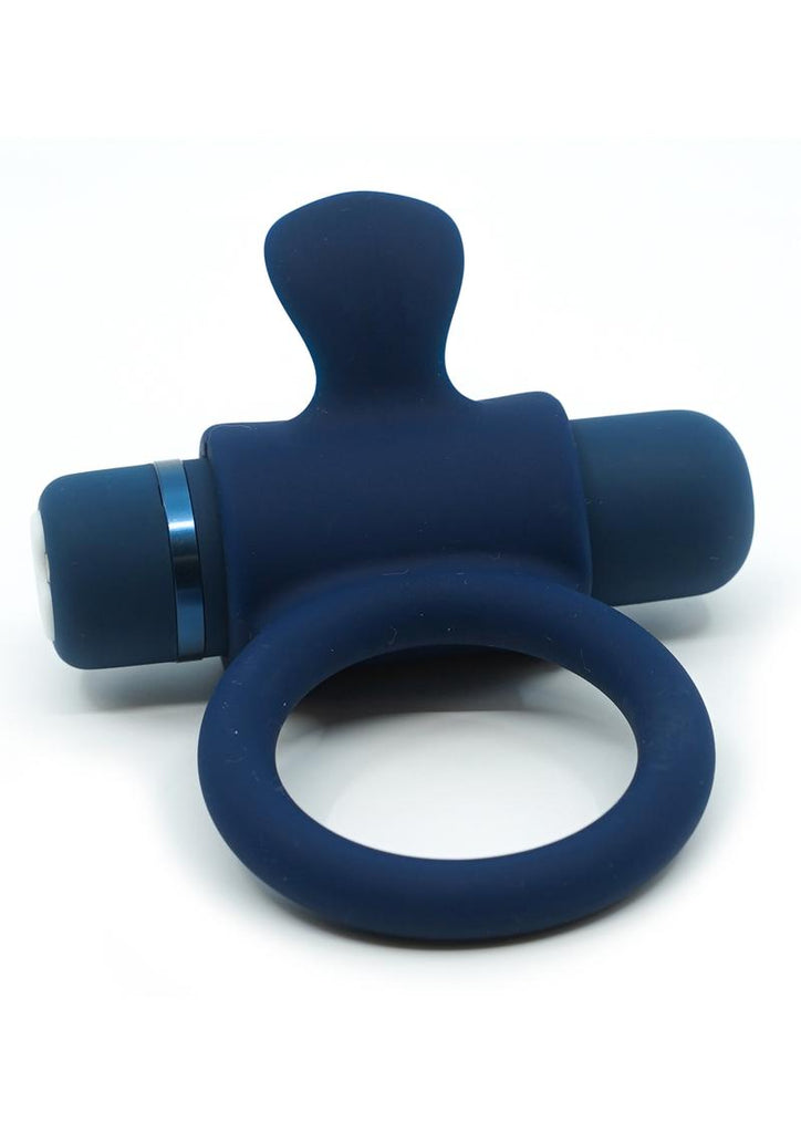 Nu Sensuelle Silicone Bullet Ring Rechargeable Vibrating Cock Ring - Blue/Navy Blue