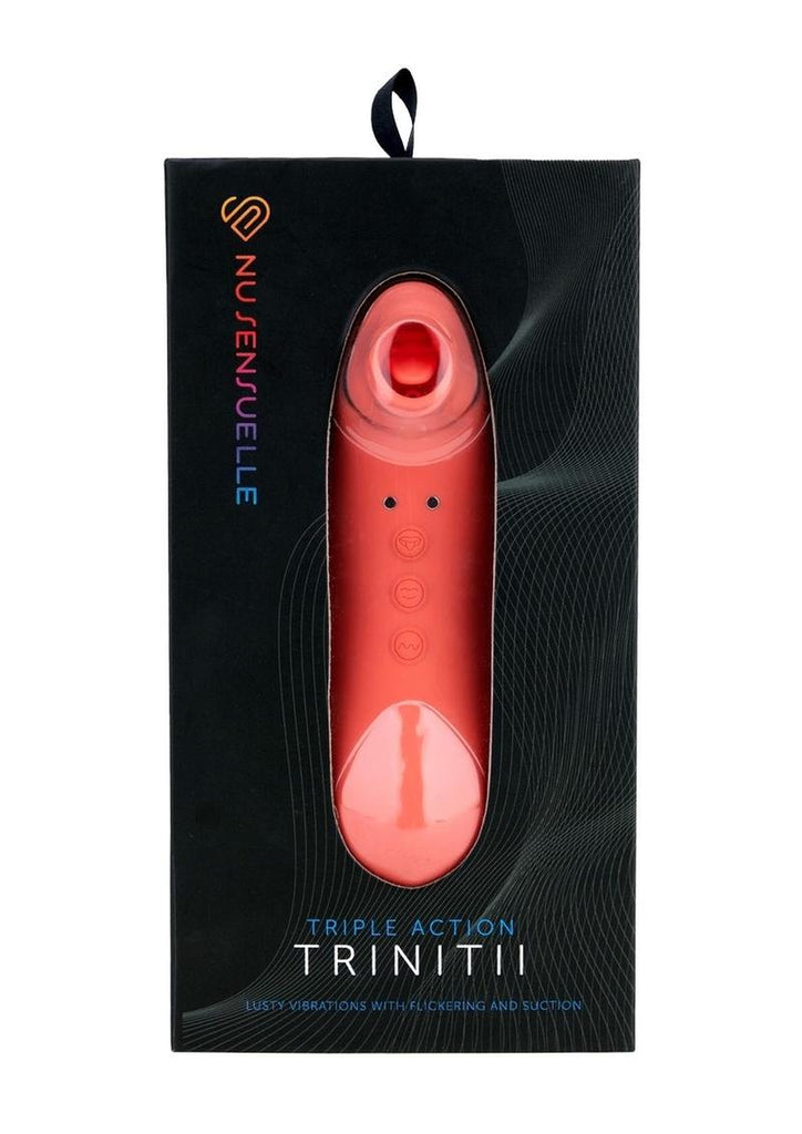Nu Sensuelle Trinitii Triple Action Suction Flickering Silicone Tongue - Coral/Orange
