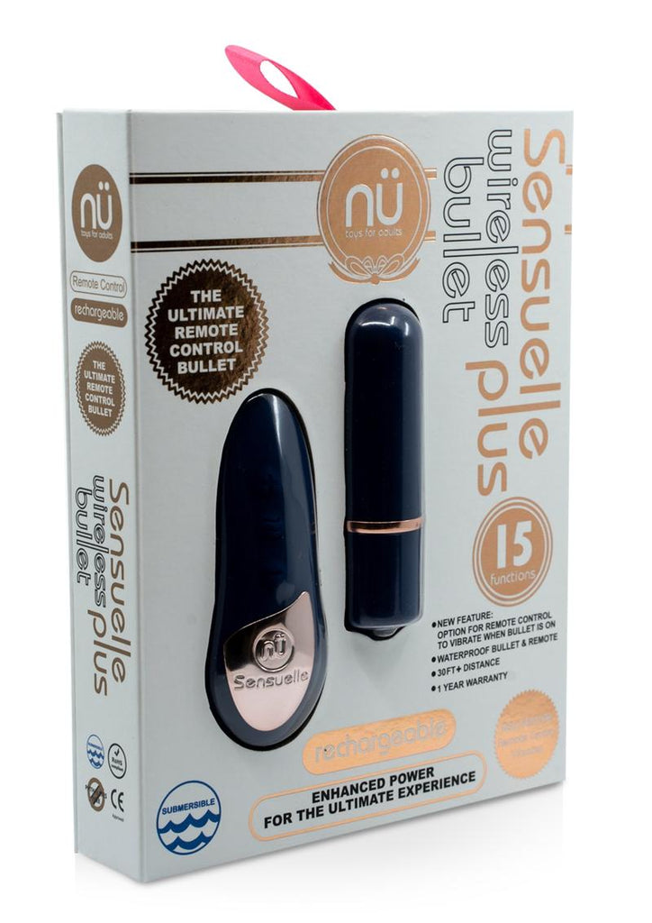 Nu Sensuelle Wireless Bullet Plus with Remote Control Rechargeable Silicone - Blue/Navy Blue