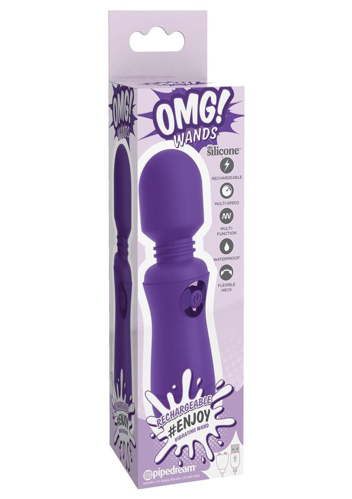 Omg! Wands #Enjoy Rechargeable Silicone Vibrating Massager - Purple