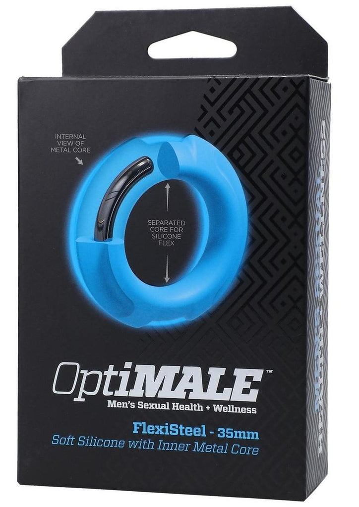 Optimale Flexisteel Soft Silicone with Inner Metal Core Cock Ring - Blue - 35mm