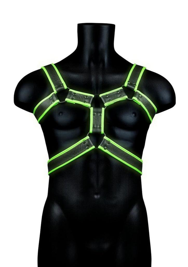 Ouch! Body Harness - Black/Glow In The Dark/Green - Large/XLarge
