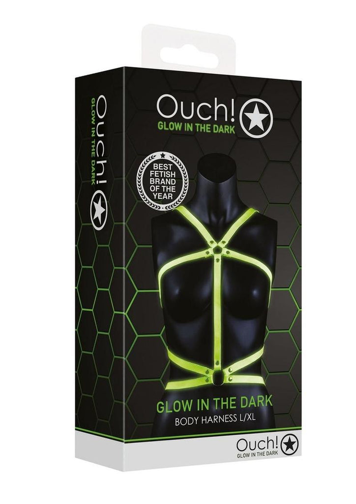 Ouch Body Harness - Glow In The Dark/Green - Large/XLarge