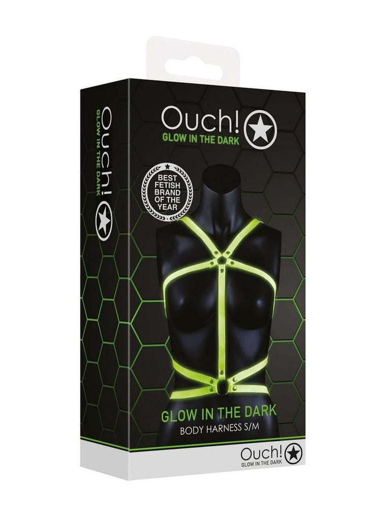 Ouch Body Harness - Glow In The Dark/Green - Medium/Small