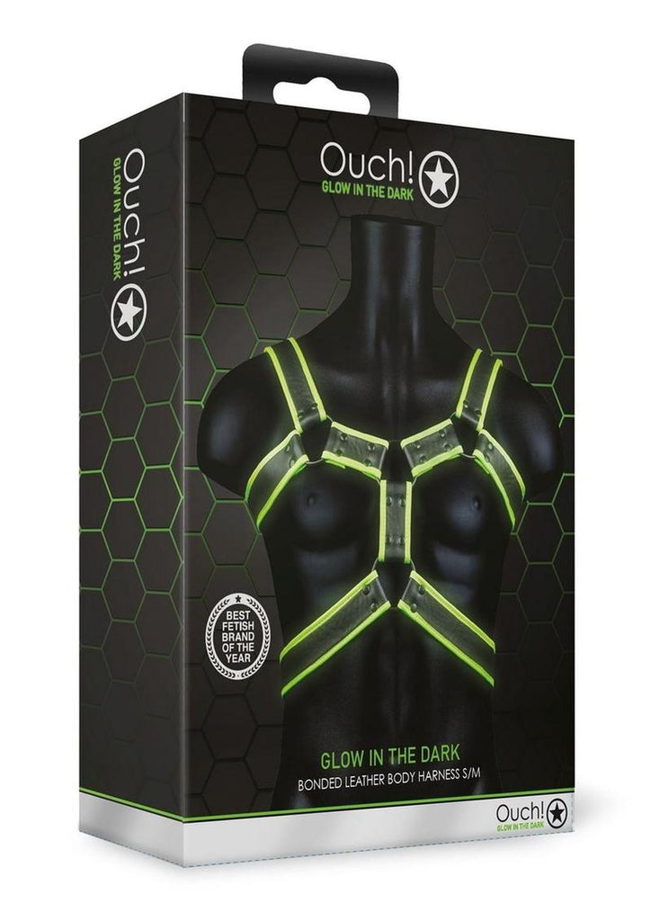 Ouch! Body Harness - Black/Glow In The Dark/Green - Medium/Small