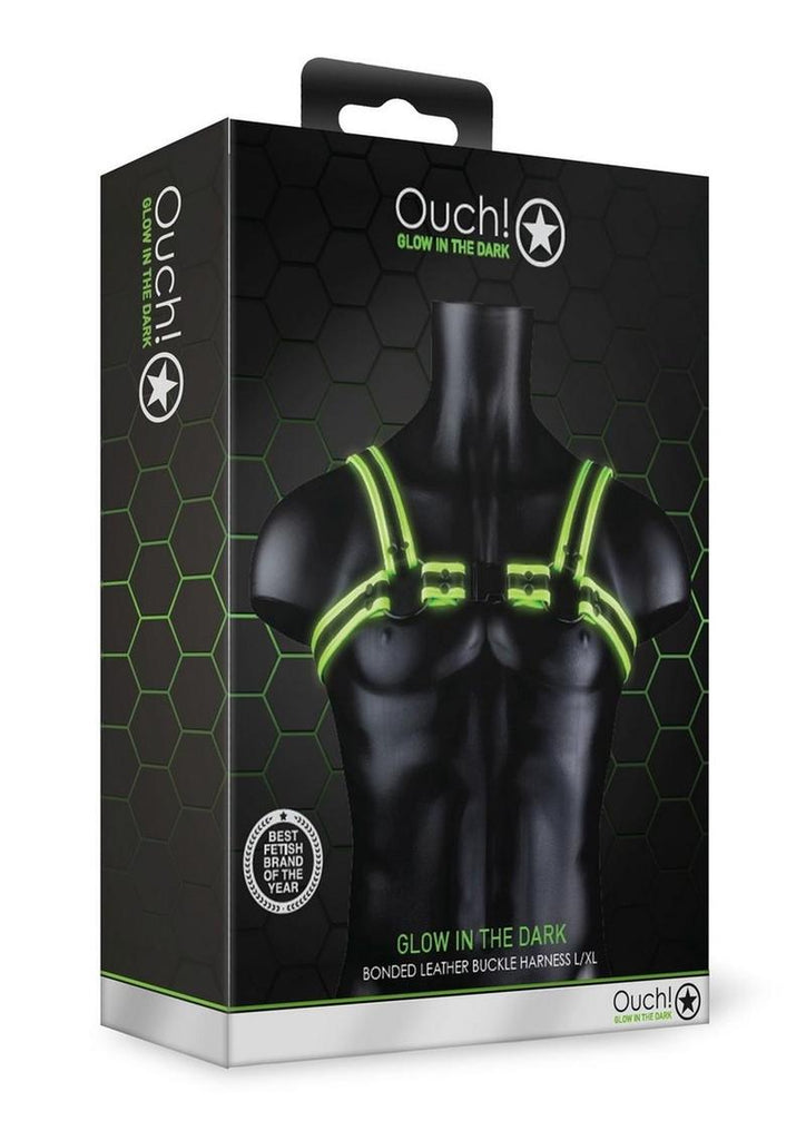 Ouch! Buckle Harness - Black/Glow In The Dark/Green - Large/XLarge