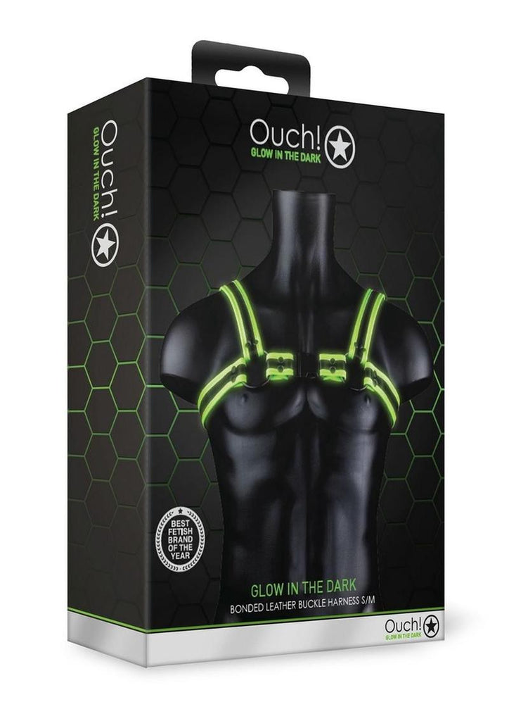 Ouch! Buckle Harness - Black/Glow In The Dark/Green - Medium/Small