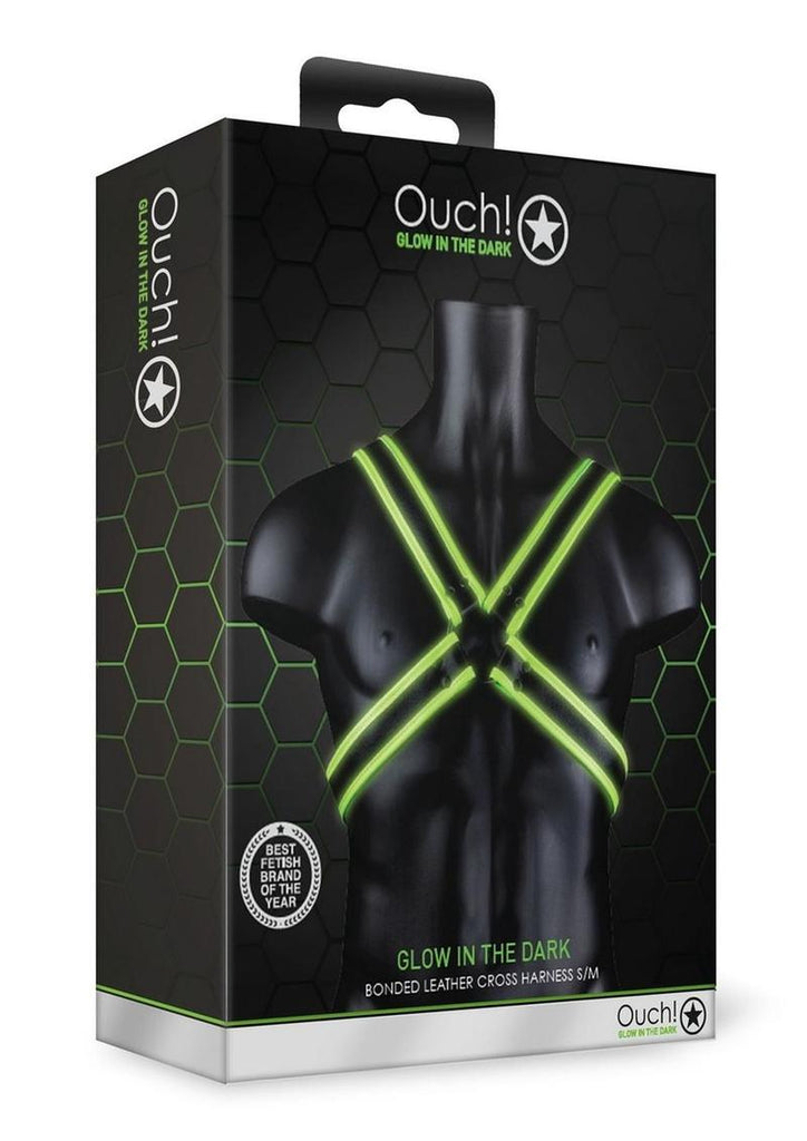 Ouch! Cross Harness - Black/Glow In The Dark/Green - Medium/Small