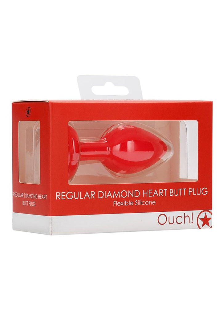 Ouch! Diamond Heart Butt Plug - Regular - Red