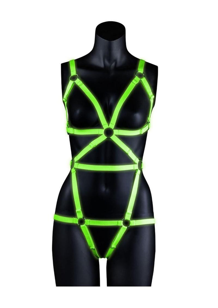 Ouch! Full Body Harness - Glow In The Dark/Green - Large/XLarge