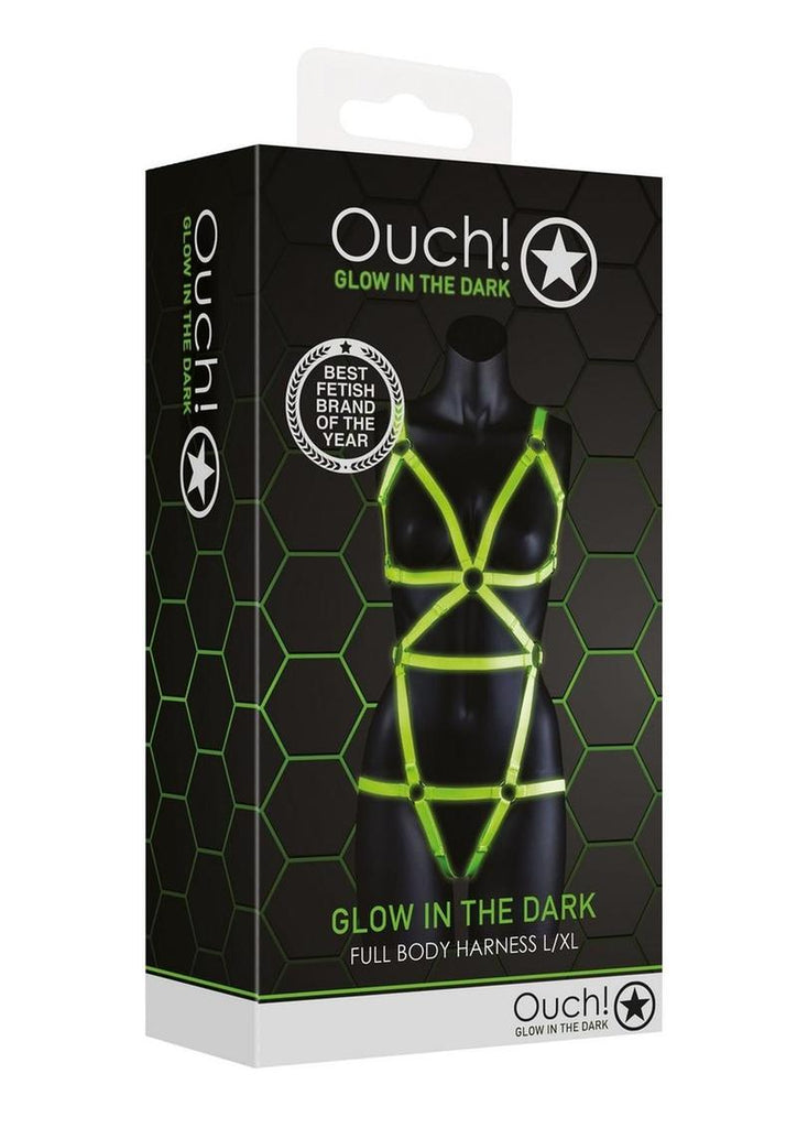 Ouch! Full Body Harness - Glow In The Dark/Green - Large/XLarge