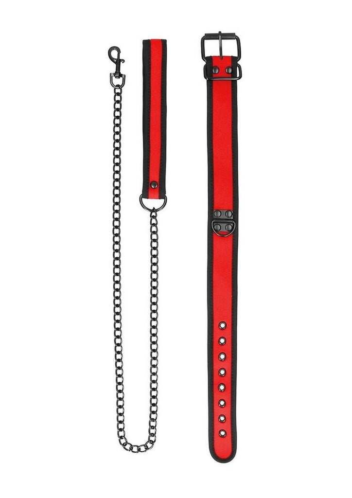 Ouch! Neoprene Collar with Leash - Red