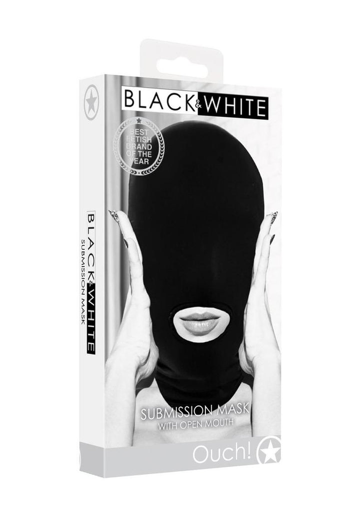 Ouch! Submission Mask with Open Mouth - Black