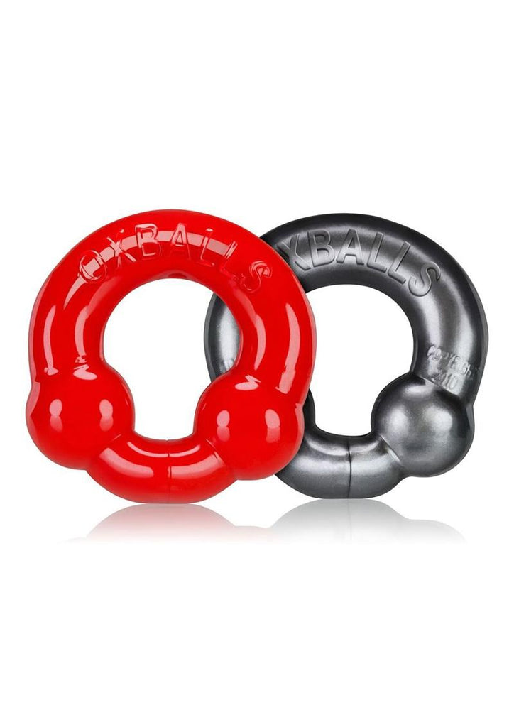 Oxballs Ultraballs Cock Ring - Red/Silver - 2 Pack/Set