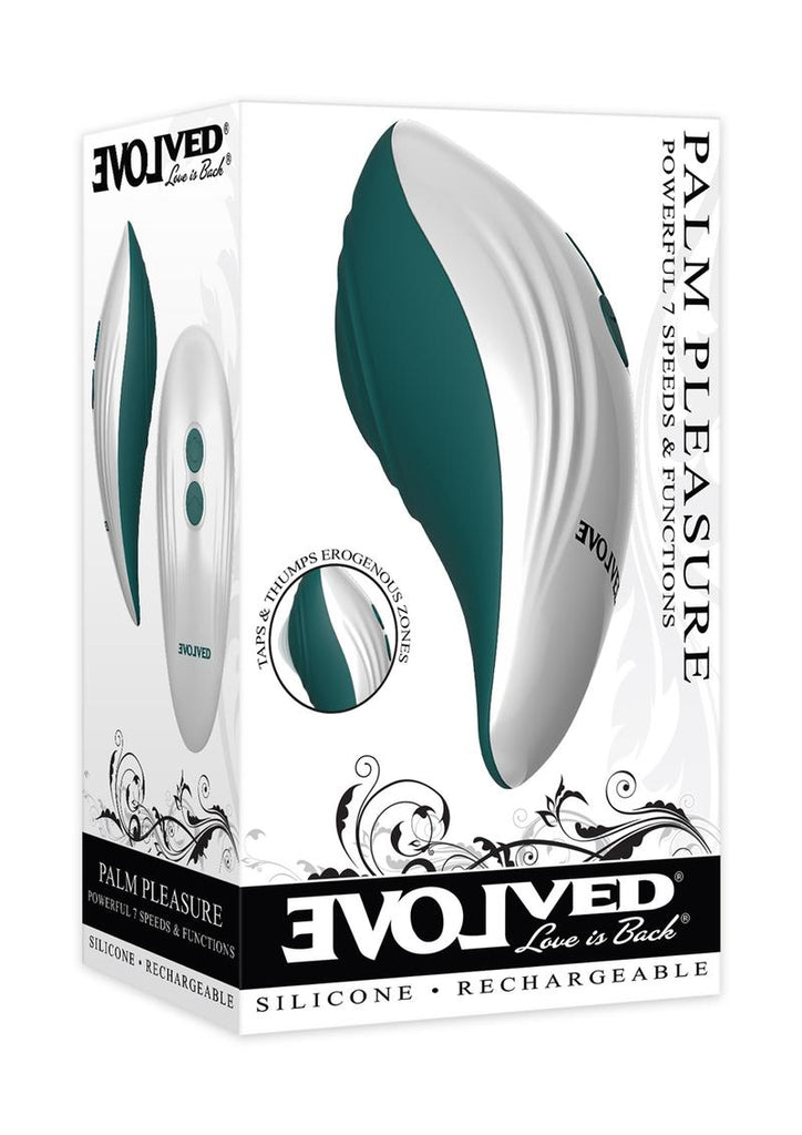 Palm Pleasure Silicone Rechargeable Massager - Teal/White