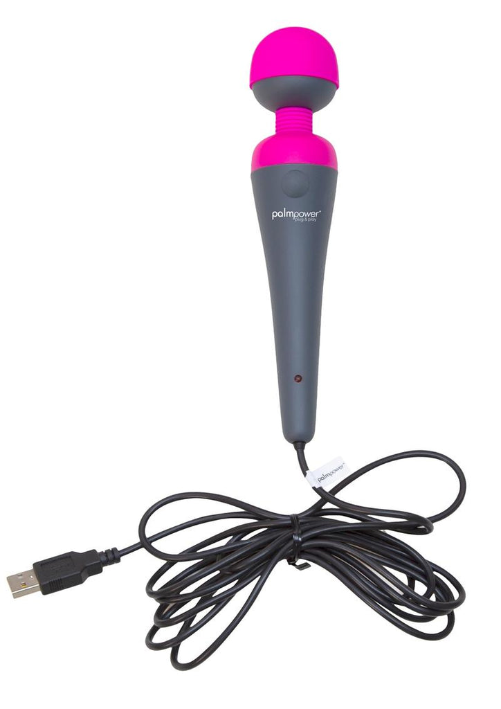 Palmpower Plug and Play Rechargeable Silicone Wand Massager - Gray/Pink