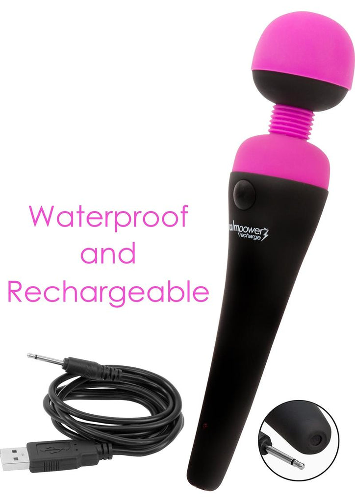 Palmpower Rechargeable Silicone Personal Wand Massager - Fuschia - Pink