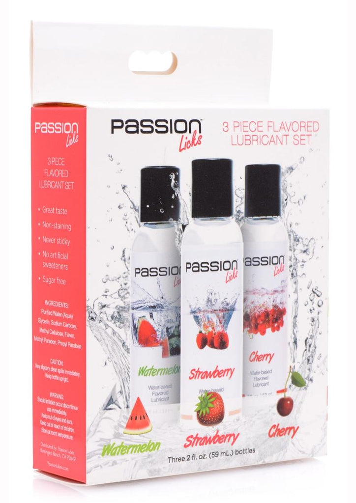 Passion Licks 3 Piece Flavored Water Based Lubricant Set (2oz Each